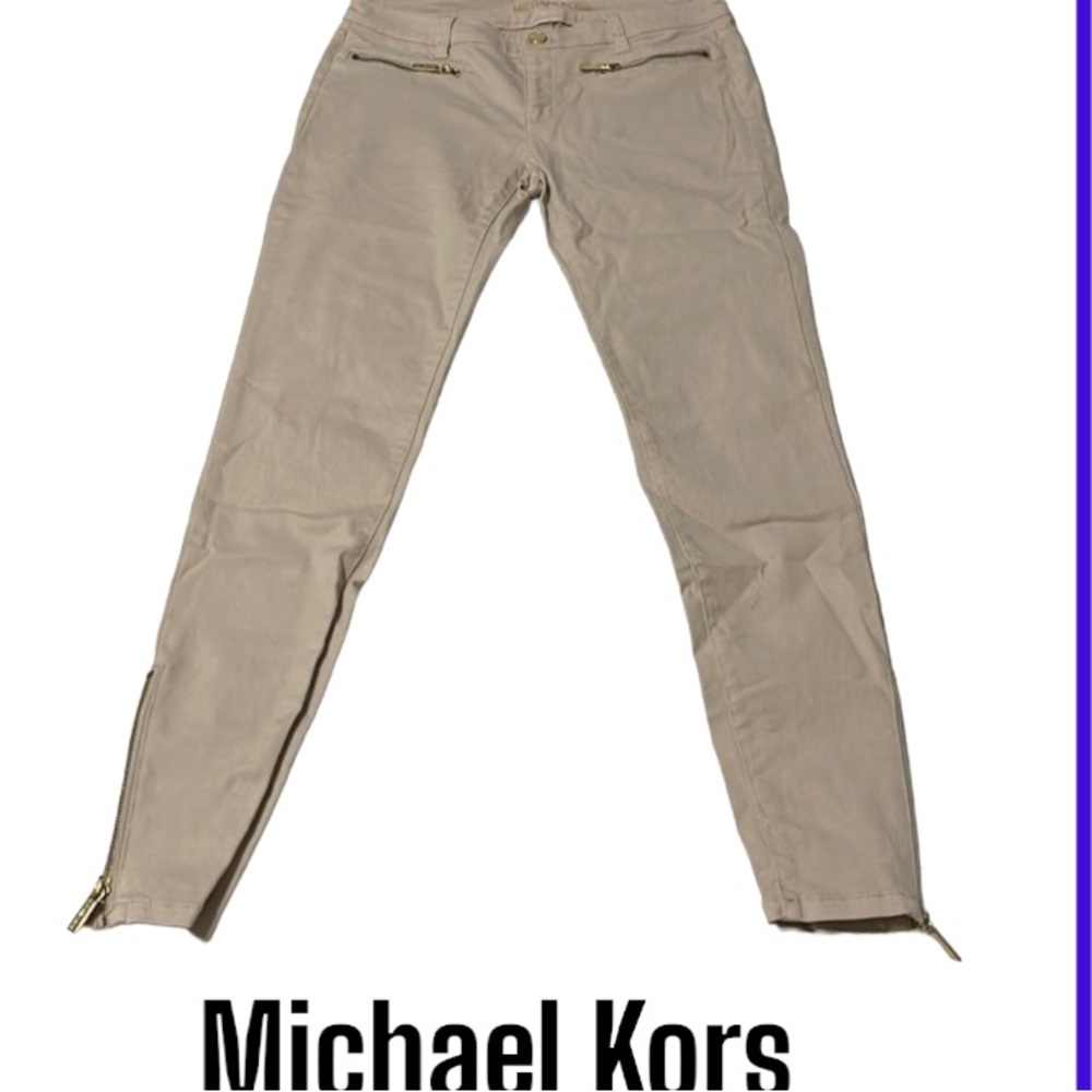 Michael Kors skinny fit zipper khaki jeans